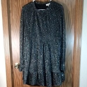 Umgee Black Glittery Long Sleeve Top, Holidays, Dances, Special Occasions, Weddi